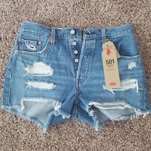 Levi's button up jean shorts